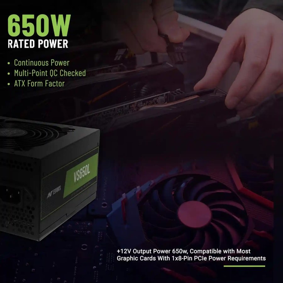 Ant Esports VS650L 650W Value Series Desktop Power Supply