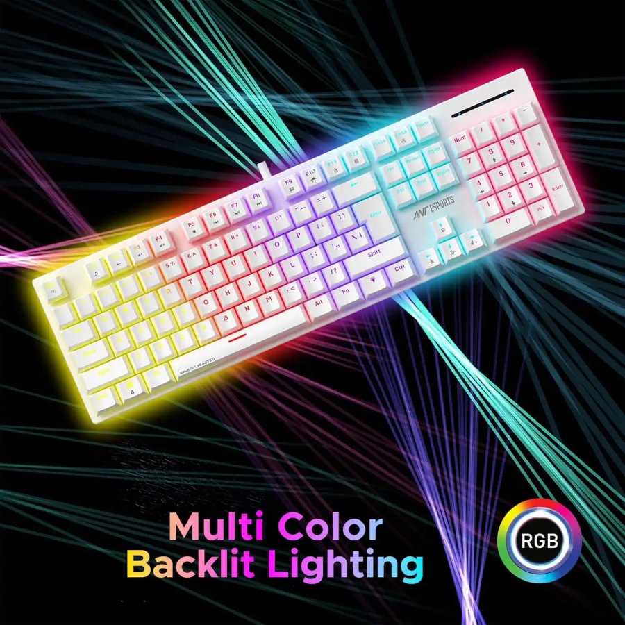Ant Esports MK3400 Pro V3 RGB Mechanical Keyboard Brown Switch - White