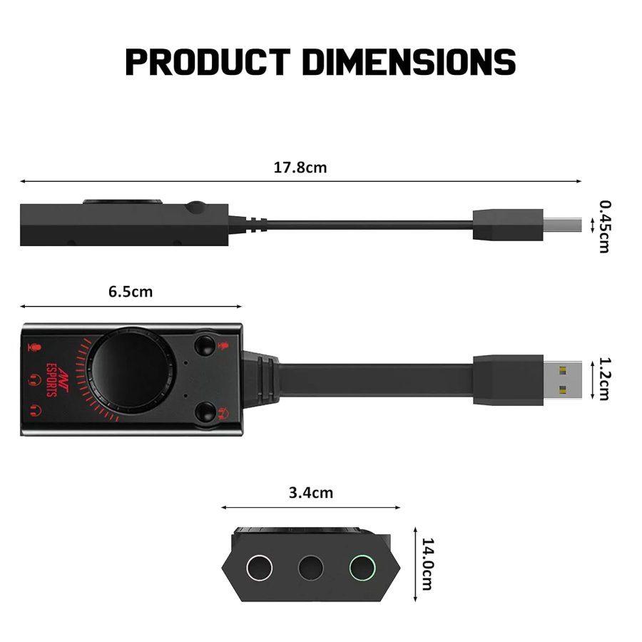 Ant Esports 7.1 USB Sound Card with Volume Control