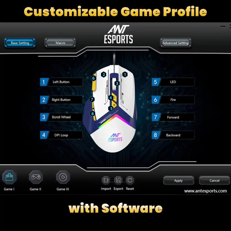 Ant Esports Wired Gaming Mouse RGB GM333 Blue