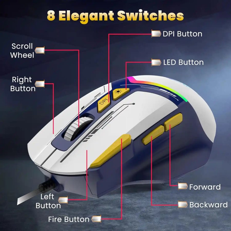 Ant Esports Wired Gaming Mouse RGB GM333 Blue