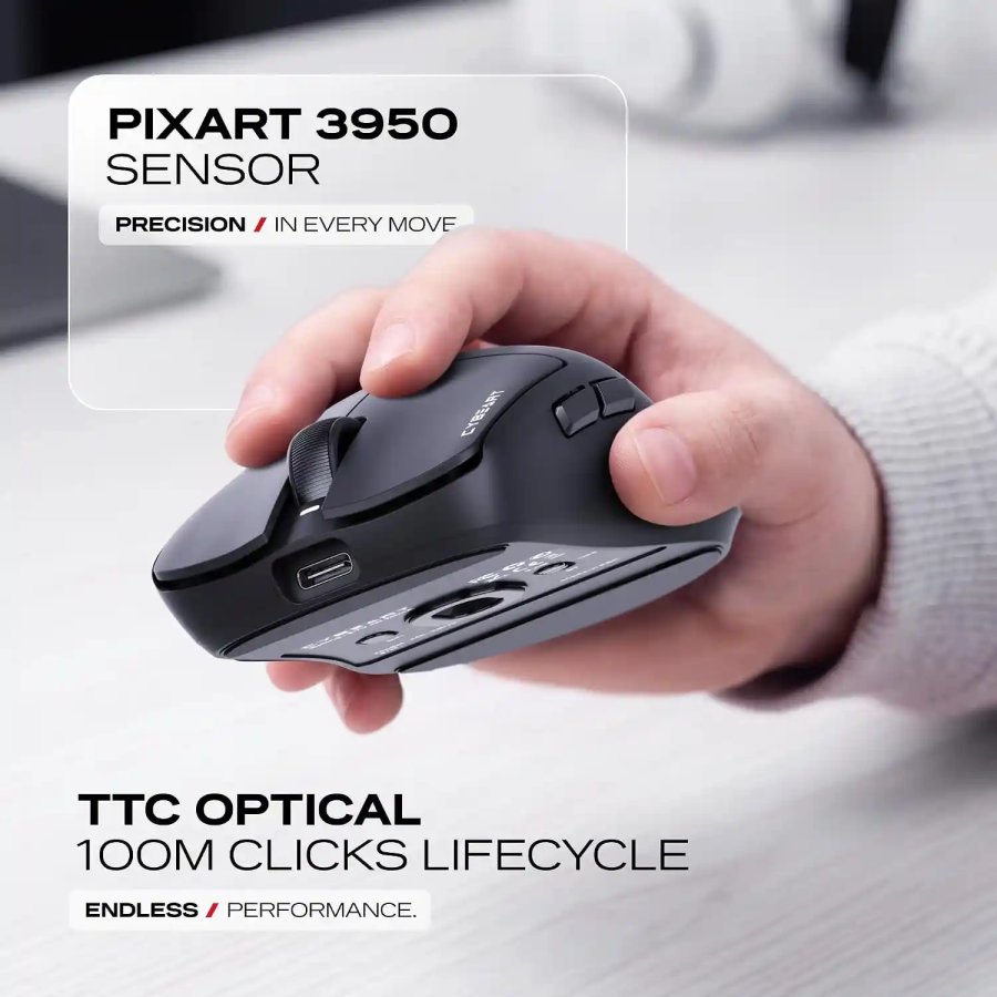Cybeart Xeus Wireless Gaming Mouse 42,000 DPI 8K Black